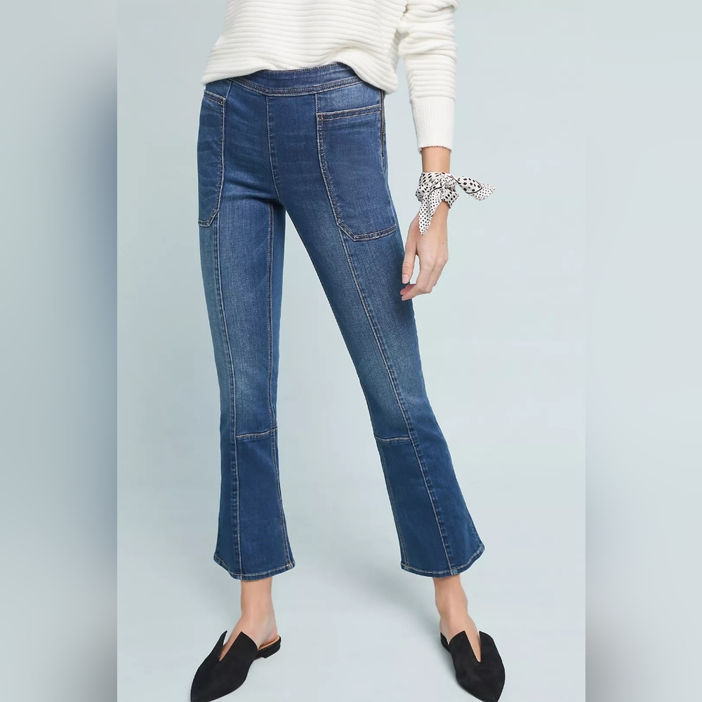 Anthropologie Pilcro Utility High-Rise Cropped Bootcut Jeans Pants 29 Side Zip